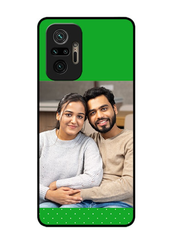 Redmi Note 10 Pro Personalized Glass Phone Case - Green Pattern Design