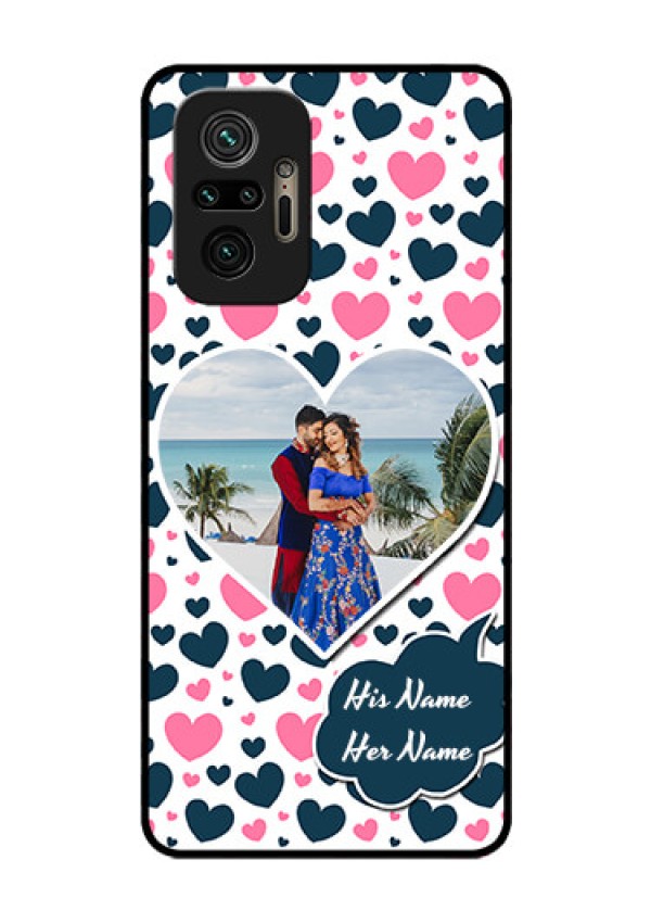 Redmi Note 10 Pro Custom Glass Phone Case - Pink & Blue Heart Design