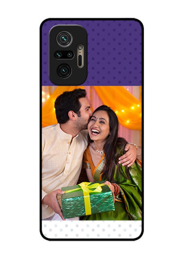 Redmi Note 10 Pro Personalized Glass Phone Case - Violet Pattern Design