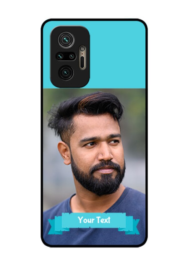 Redmi Note 10 Pro Personalized Glass Phone Case - Simple Blue Color Design