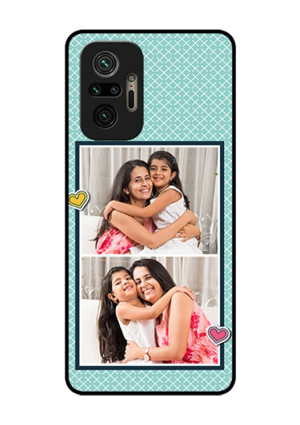 Redmi Note 10 Pro Custom Glass Phone Case - 2 Image Holder with Pattern Design