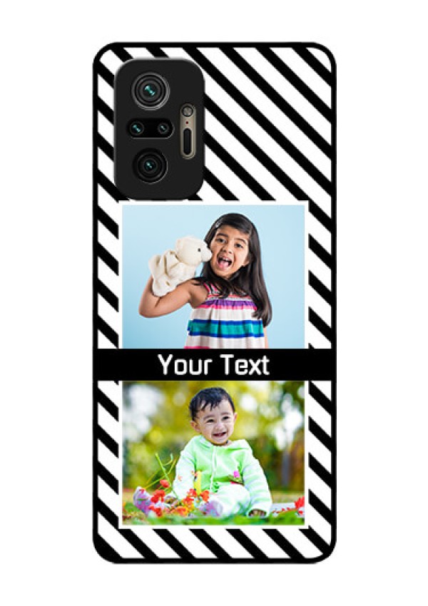 Redmi Note 10 Pro Photo Printing on Glass Case - Black And White Stripes Design