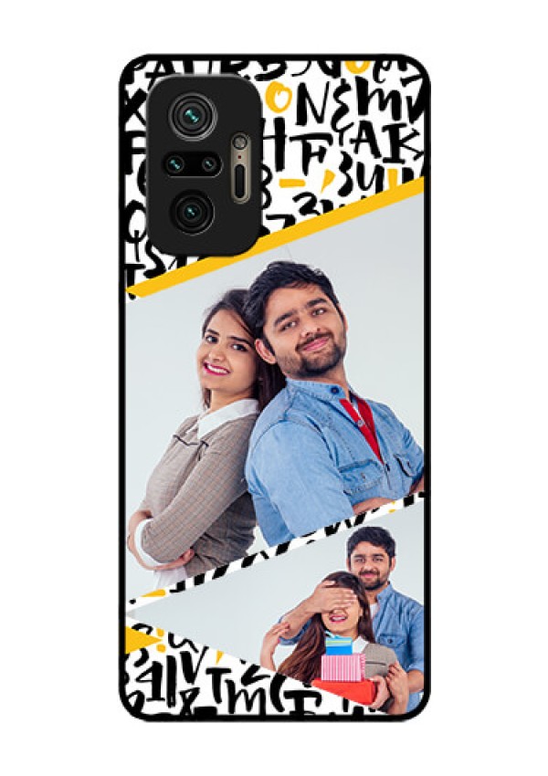 Redmi Note 10 Pro Custom Glass Mobile Case - Letters Pattern Design