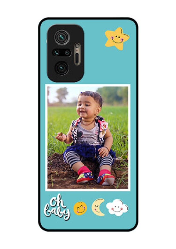 Redmi Note 10 Pro Personalized Glass Phone Case - Smiley Kids Stars Design