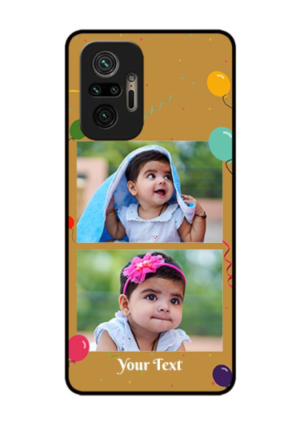 Redmi Note 10 Pro Personalized Glass Phone Case - Image Holder with Birthday Celebrations Design
