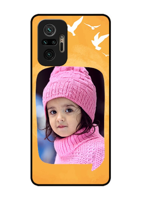 Redmi Note 10 Pro Personalized Glass Phone Case - Water Color Design with Bird Icons