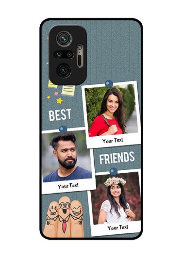 Redmi Note 10 Pro Personalized Glass Phone Case - Sticky Frames and Friendship Design