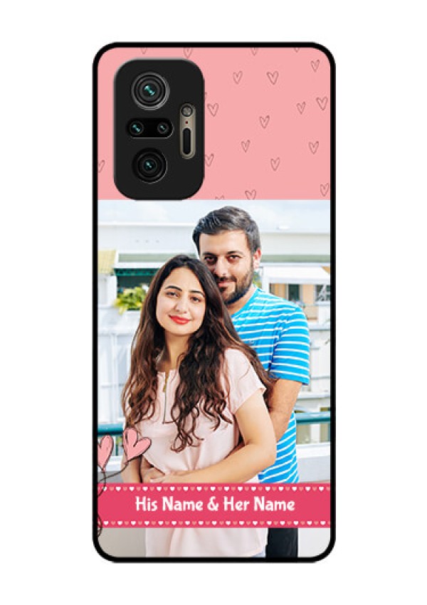 Redmi Note 10 Pro Personalized Glass Phone Case - Love Design Peach Color