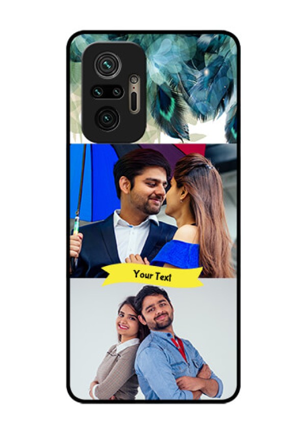 Redmi Note 10 Pro Personalized Glass Phone Case - Image with Boho Peacock Feather Design