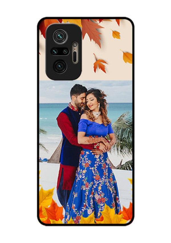 Redmi Note 10 Pro Photo Printing on Glass Case - Autumn Maple Leaves Design