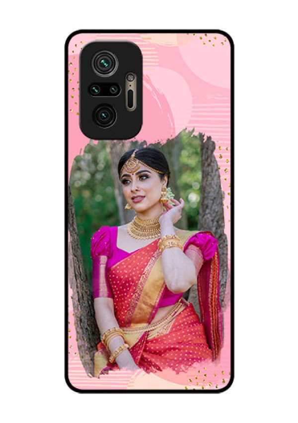 Redmi Note 10 Pro Personalized Glass Phone Case - Gold Glitter Splash Design