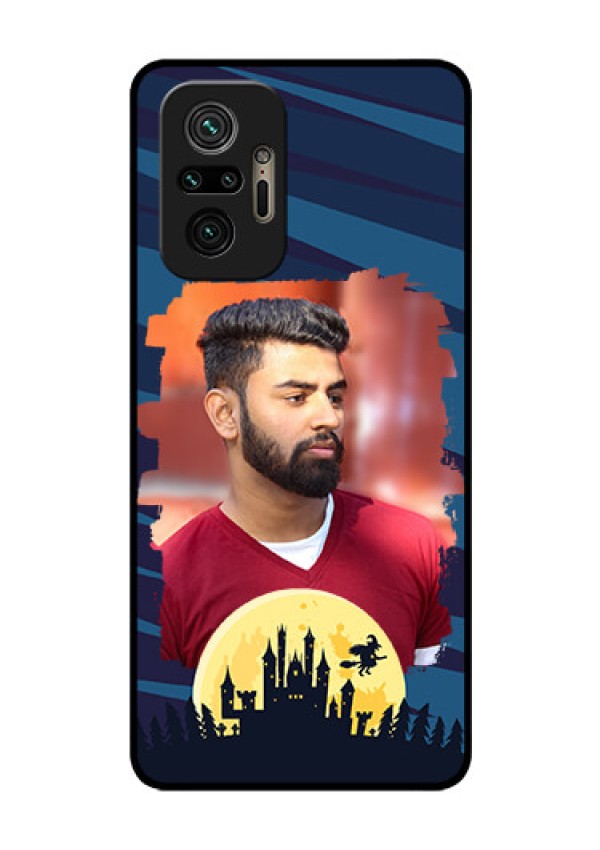 Redmi Note 10 Pro Photo Printing on Glass Case - Halloween Witch Design 