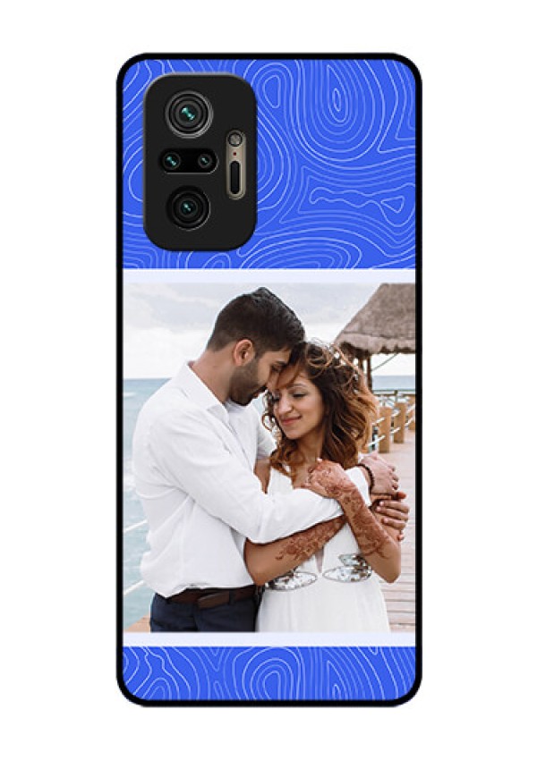 Xiaomi Redmi Note 10 Pro Custom Glass Mobile Case - Curved line art with blue and white Design