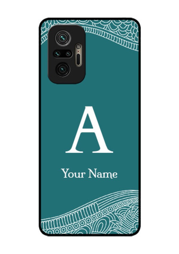 Xiaomi Redmi Note 10 Pro Personalized Glass Phone Case - line art pattern with custom name Design