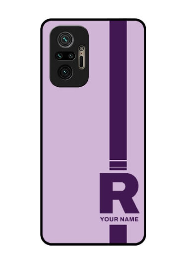 Xiaomi Redmi Note 10 Pro Photo Printing on Glass Case - Simple dual tone stripe with name Design