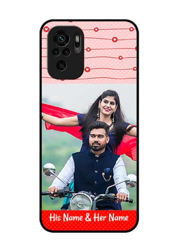 Redmi Note 10 Personalized Glass Phone Case - Red Pattern Case Design