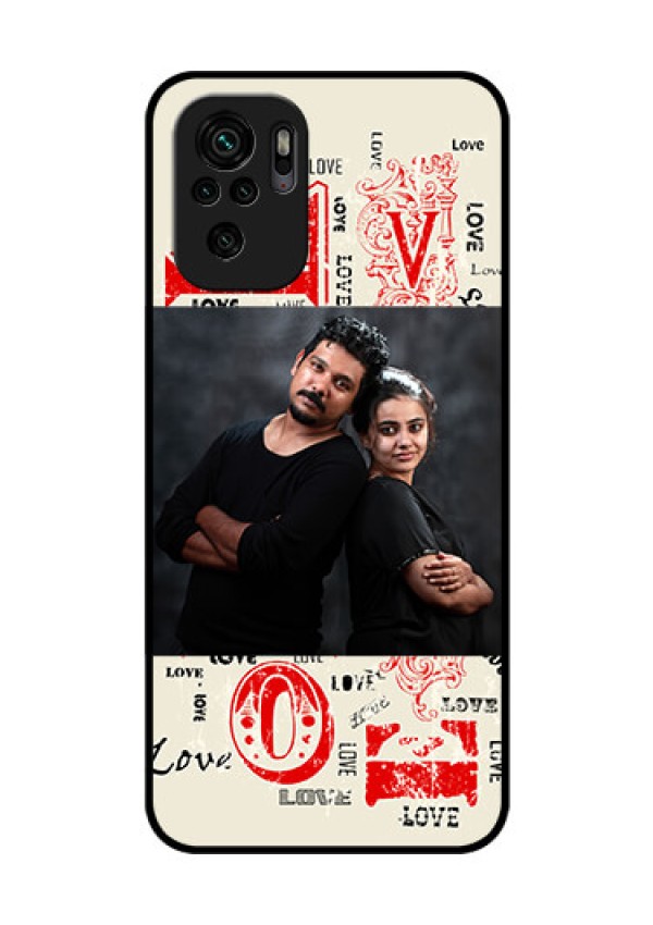 Redmi Note 10 Photo Printing on Glass Case - Trendy Love Design Case