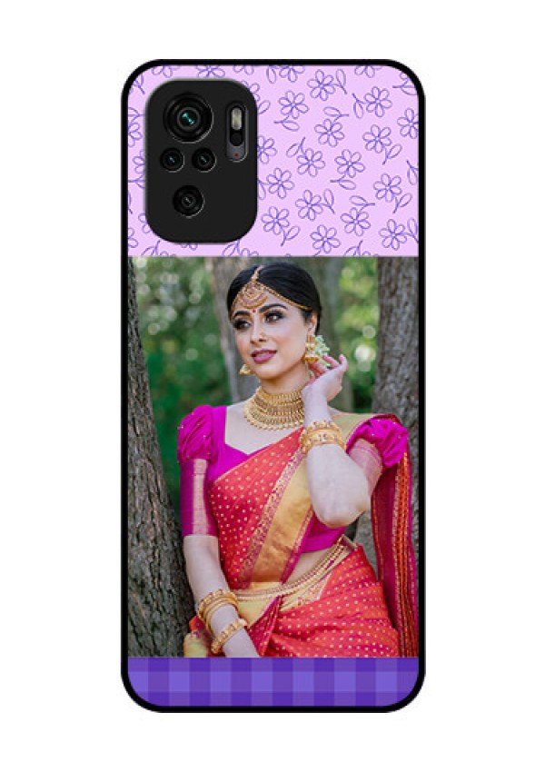 Redmi Note 10 Custom Glass Phone Case - Purple Floral Design