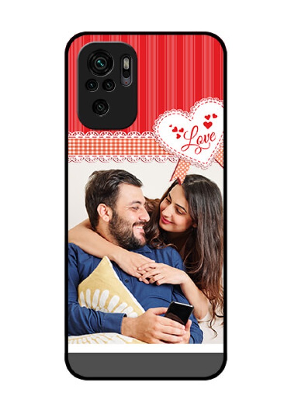 Redmi Note 10 Custom Glass Mobile Case - Red Love Pattern Design