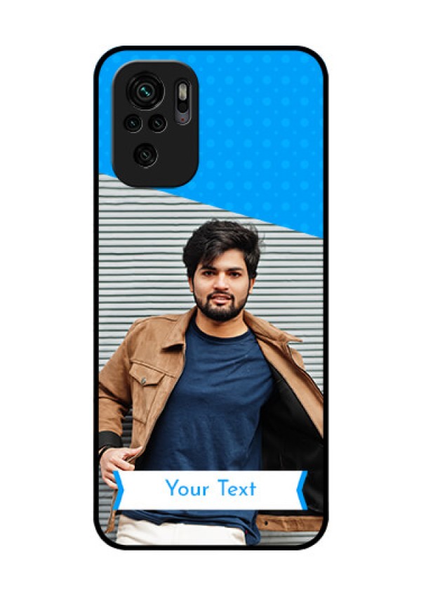 Redmi Note 10 Photo Printing on Glass Case - Simple Blue Color Design
