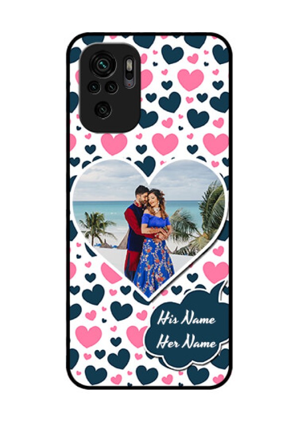 Redmi Note 10 Custom Glass Phone Case - Pink & Blue Heart Design