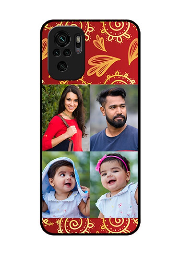 Redmi Note 10 Photo Printing on Glass Case - 4 Image Traditional Design