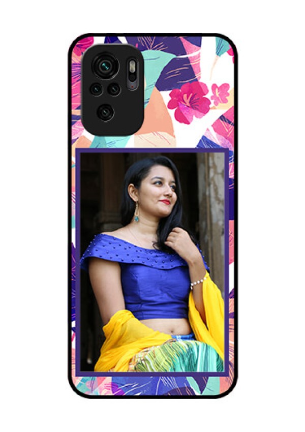 Redmi Note 10 Custom Glass Mobile Case - Abstract Floral Design