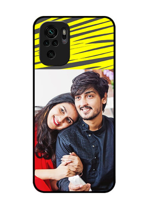 Redmi Note 10 Photo Printing on Glass Case - Yellow Abstract Design