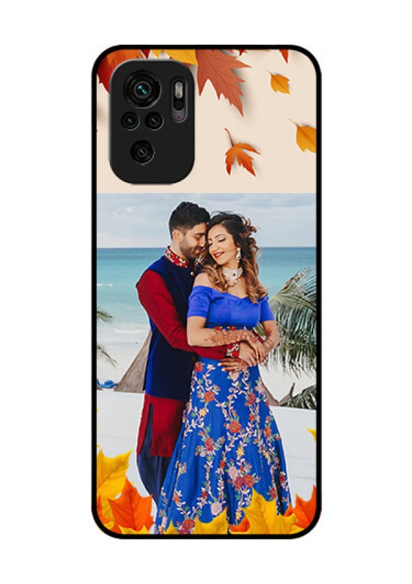 Redmi Note 10 Photo Printing on Glass Case - Autumn Maple Leaves Design