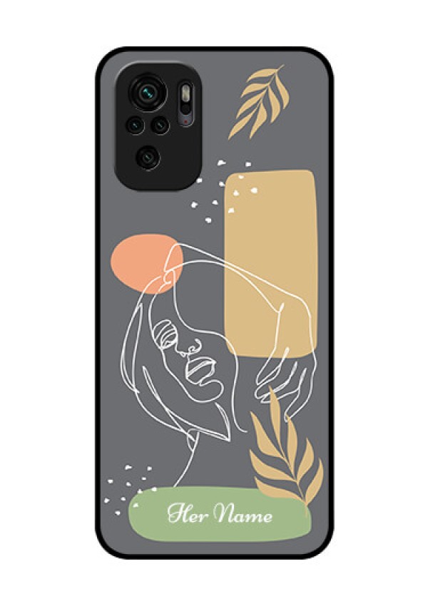 Xiaomi Redmi Note 10 Custom Glass Phone Case - Gazing Woman line art Design
