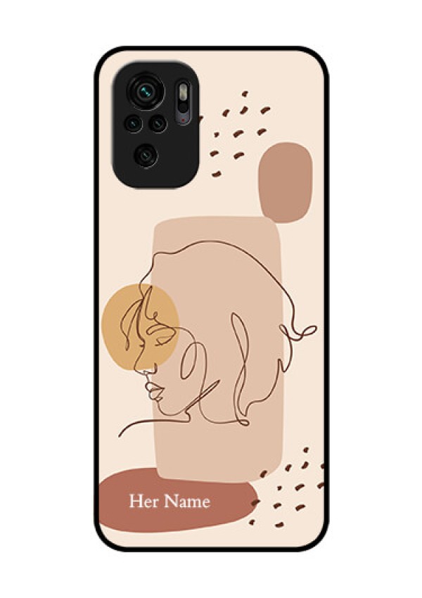 Xiaomi Redmi Note 10 Photo Printing on Glass Case - Calm Woman line art Design