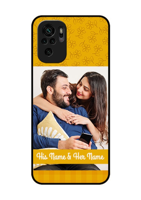 Redmi Note 10s Custom Glass Mobile Case - Yellow Floral Design