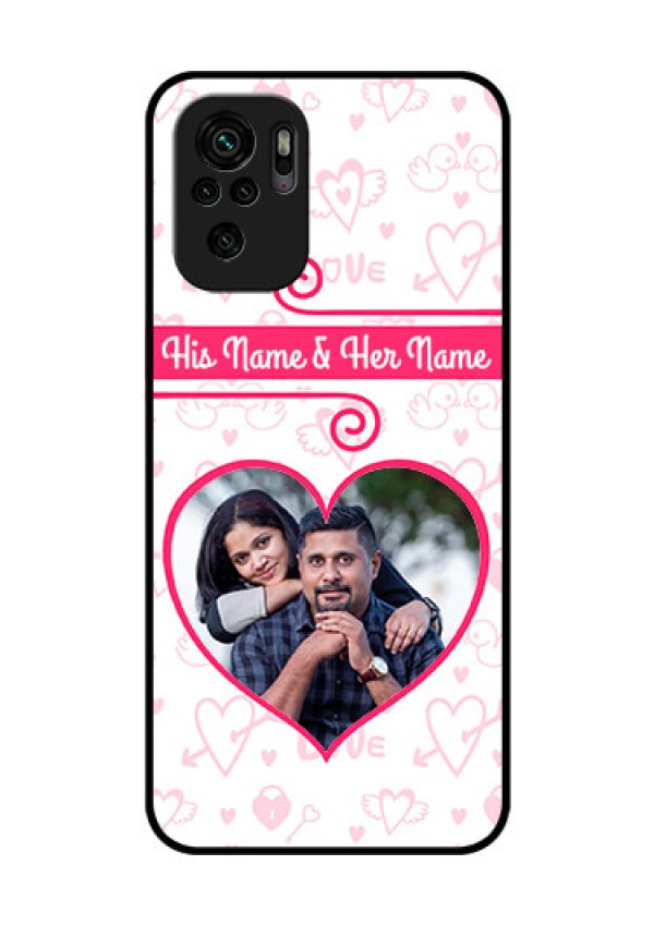 Redmi Note 10s Personalized Glass Phone Case - Heart Shape Love Design