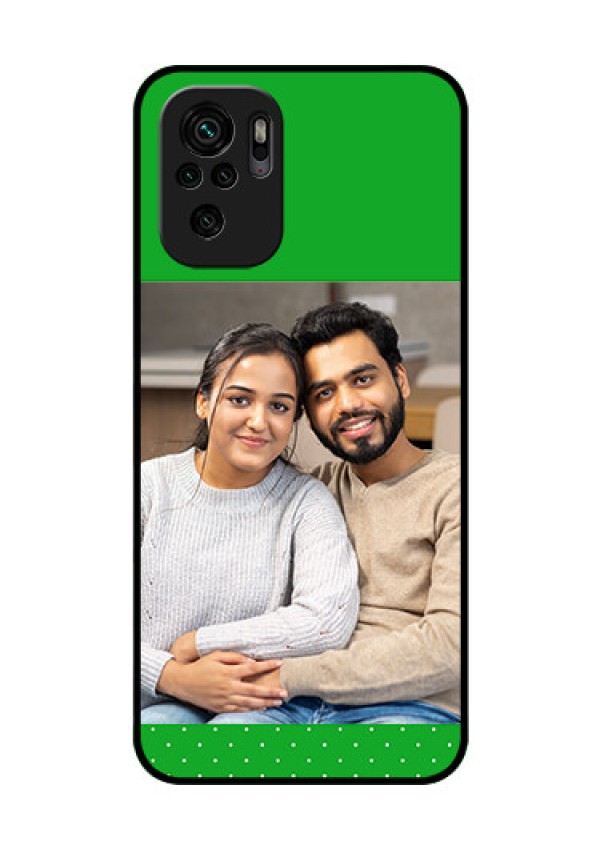 Redmi Note 10s Personalized Glass Phone Case - Green Pattern Design