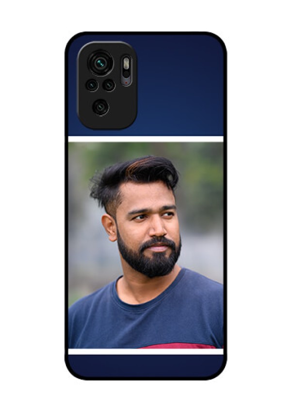 Redmi Note 10s Personalized Glass Phone Case - Simple Royal Blue Design