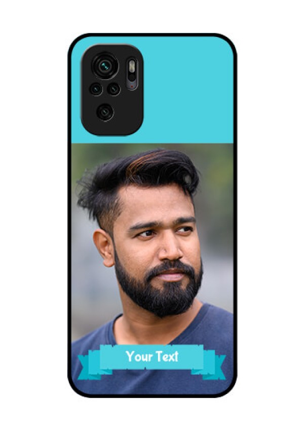 Redmi Note 10s Personalized Glass Phone Case - Simple Blue Color Design