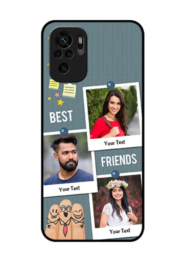 Redmi Note 10s Personalized Glass Phone Case - Sticky Frames and Friendship Design