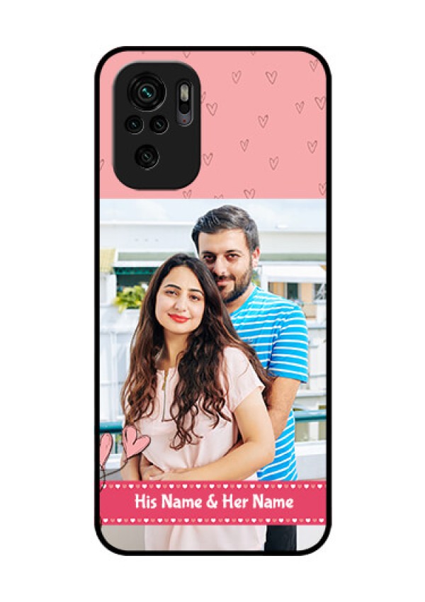 Redmi Note 10s Personalized Glass Phone Case - Love Design Peach Color