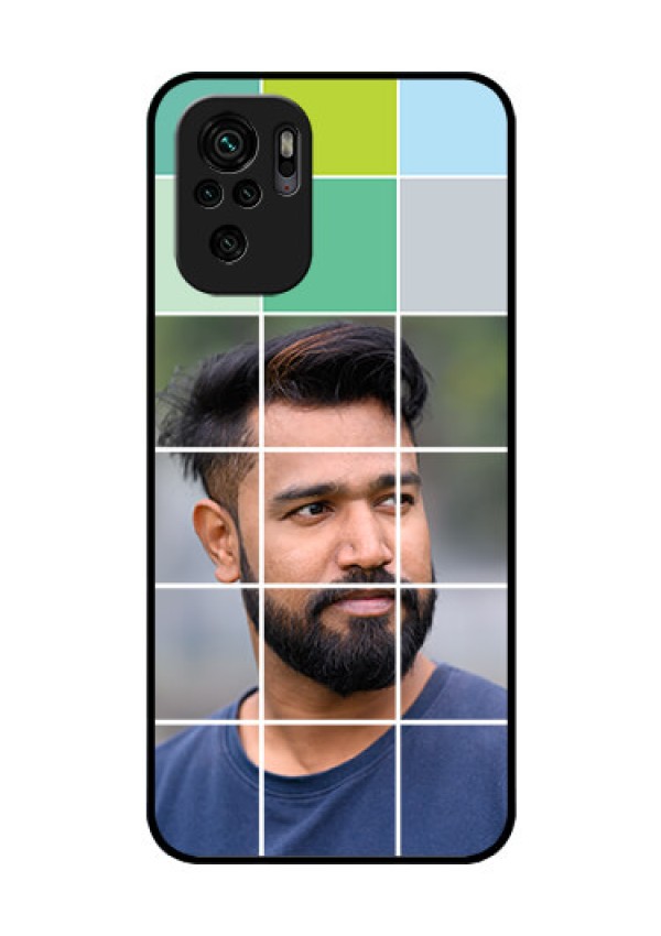 Redmi Note 10s Photo Printing on Glass Case - with white box pattern 