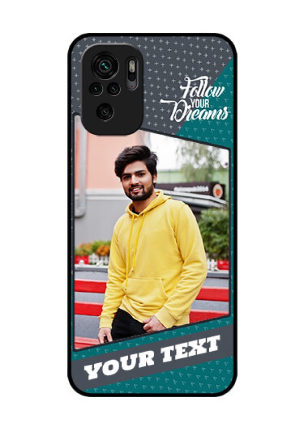 Redmi Note 10s Personalized Glass Phone Case - Background Pattern Design with Quote