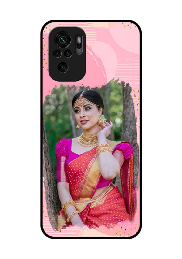 Redmi Note 10s Personalized Glass Phone Case - Gold Glitter Splash Design