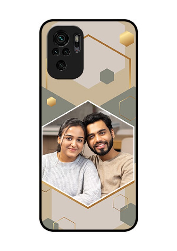 Xiaomi Redmi Note 10S Photo Printing on Glass Case - Stylish Hexagon Pattern Design