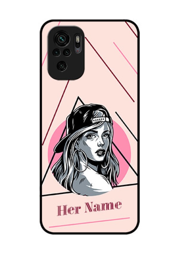 Xiaomi Redmi Note 10S Personalized Glass Phone Case - Rockstar Girl Design