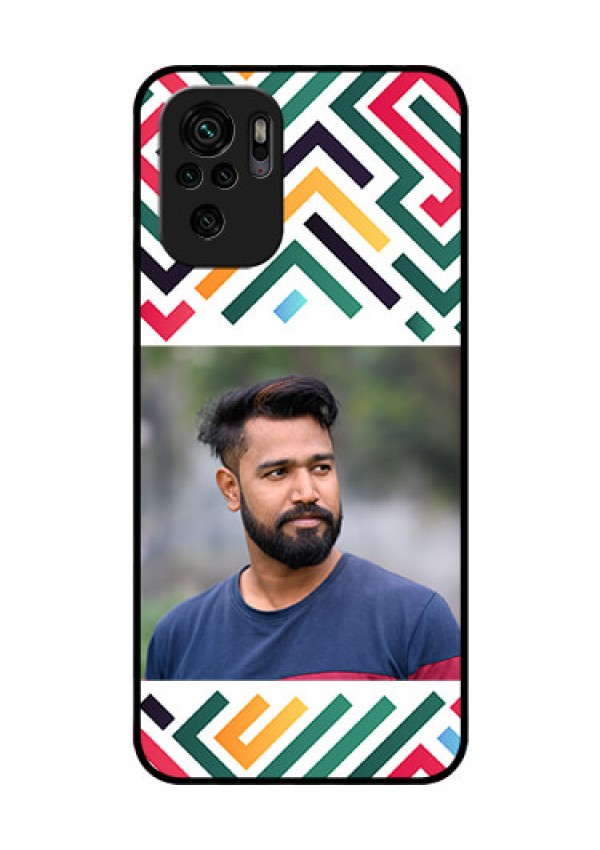 Xiaomi Redmi Note 10S Personalized Glass Phone Case - Colorful Maze Pattern Design