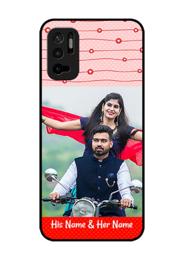 Redmi Note 10T 5G Personalized Glass Phone Case - Red Pattern Case Design