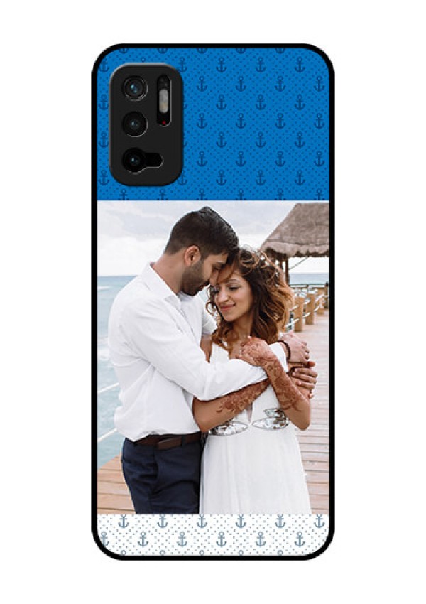 Redmi Note 10T 5G Photo Printing on Glass Case - Blue Anchors Design