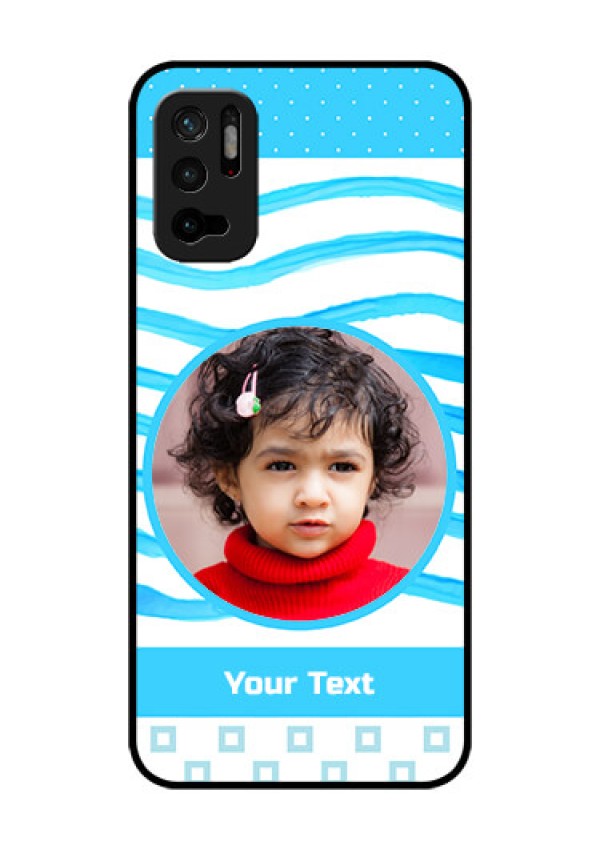 Redmi Note 10T 5G Custom Glass Phone Case - Simple Blue Case Design
