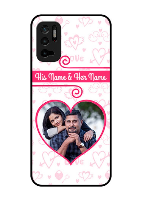 Redmi Note 10T 5G Personalized Glass Phone Case - Heart Shape Love Design