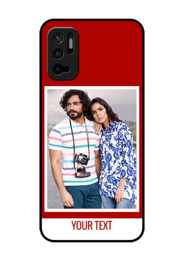 Redmi Note 10T 5G Personalized Glass Phone Case - Simple Red Color Design