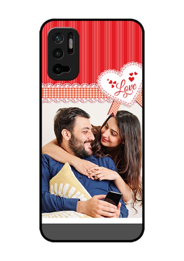 Redmi Note 10T 5G Custom Glass Mobile Case - Red Love Pattern Design